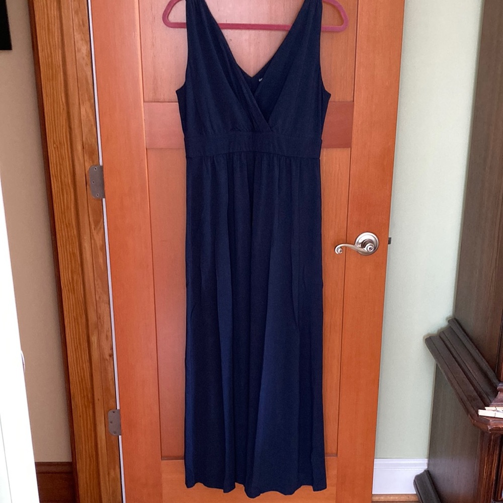 Garnet Hill Surplice Maxi Dress, Navy Blue, size 10, Perfect Condition
